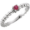 Family Stackable Ring Mounting in 18 Karat White Gold for Round Stone, 2.61 grams