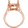 Accented Ring Mounting in 10 Karat Rose Gold for Oval Stone, 4.04 grams