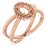 Halo Style Ring Mounting in 18 Karat Rose Gold for Oval Stone, 5.43 grams