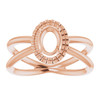 Halo Style Ring Mounting in 18 Karat Rose Gold for Oval Stone, 5.43 grams