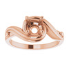 Solitaire Engagement Ring Mounting in 18 Karat Rose Gold for Round Stone, 5.49 grams