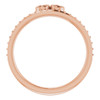 Family Bezel Set Ring Mounting in 18 Karat Rose Gold for Round Stone, 3.25 grams