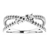 Family Criss Cross Ring Mounting in 18 Karat White Gold for Round Stone, 4.15 grams