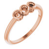 Three Stone Bezel Set Ring Mounting in 10 Karat Rose Gold for Round Stone, 2.24 grams