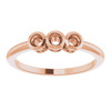 Three Stone Bezel Set Ring Mounting in 10 Karat Rose Gold for Round Stone, 2.24 grams