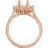 Halo Style Ring Mounting in 18 Karat Rose Gold for Oval Stone, 4.91 grams