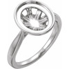 Bezel Set Solitaire Ring Mounting in 10 Karat White Gold for Oval Stone, 3.09 grams