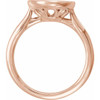 Bezel Set Solitaire Ring Mounting in 18 Karat Rose Gold for Oval Stone, 4.31 grams