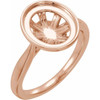Bezel Set Solitaire Ring Mounting in 10 Karat Rose Gold for Oval Stone, 4.08 grams