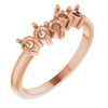 Family Ring Mounting in 10 Karat Rose Gold for Round Stone, 2.74 grams