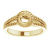 Bezel Set Halo Style Engagement Ring Mounting in 18 Karat Yellow Gold for Round Stone, 6 grams