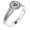 Bezel Set Halo Style Engagement Ring Mounting in 18 Karat White Gold for Round Stone, 4.87 grams
