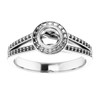 Bezel Set Halo Style Engagement Ring Mounting in 18 Karat White Gold for Round Stone, 4.87 grams