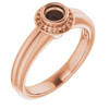 Bezel Set Halo Style Engagement Ring Mounting in 18 Karat Rose Gold for Round Stone, 6.87 grams