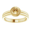 Bezel Set Halo Style Engagement Ring Mounting in 18 Karat Yellow Gold for Round Stone, 6.87 grams