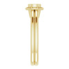 Bezel Set Halo Style Engagement Ring Mounting in 18 Karat Yellow Gold for Round Stone, 6.87 grams