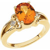 Accented Ring Mounting in 18 Karat Yellow Gold for Oval Stone, 5.65 grams