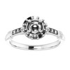 Halo Style Ring Mounting in 10 Karat White Gold for Round Stone, 2.9 grams