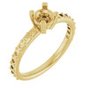Accented Engagement Ring Mounting in 14 Karat Yellow Gold for Round Stone, 3.01 grams