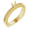 Accented Engagement Ring Mounting in 10 Karat Yellow Gold for Round Stone, 5.08 grams