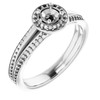 Halo Style Engagement Ring Mounting in Sterling Silver for Round Stone, 3.59 grams