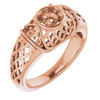 Accented Ring Mounting in 10 Karat Rose Gold for Round Stone, 4.65 grams