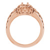 Accented Ring Mounting in 10 Karat Rose Gold for Round Stone, 4.65 grams