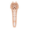 Accented Ring Mounting in 10 Karat Rose Gold for Round Stone, 4.65 grams