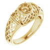 Accented Ring Mounting in 14 Karat Yellow Gold for Round Stone, 5.19 grams