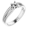 Accented Ring Mounting in 14 Karat White Gold for Round Stone, 4.47 grams