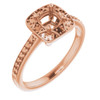 Halo Style Engagement Ring Mounting in 10 Karat Rose Gold for Round Stone, 3.6 grams