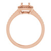 Halo Style Engagement Ring Mounting in 10 Karat Rose Gold for Round Stone, 3.6 grams