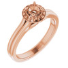 Halo Style Ring Mounting in 10 Karat Rose Gold for Round Stone, 4.16 grams