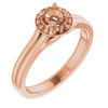Halo Style Ring Mounting in 14 Karat Rose Gold for Round Stone, 4.69 grams