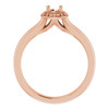 Halo Style Ring Mounting in 14 Karat Rose Gold for Round Stone, 4.69 grams