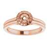 Halo Style Ring Mounting in 14 Karat Rose Gold for Round Stone, 4.69 grams
