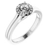 Halo Style Ring Mounting in Sterling Silver for Round Stone, 3.69 grams