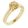 Halo Style Ring Mounting in 14 Karat Yellow Gold for Round Stone, 4.64 grams