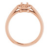 Halo Style Engagement Ring Mounting in 14 Karat Rose Gold for Round Stone, 3.71 grams