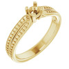 Accented Engagement Ring Mounting in 14 Karat Yellow Gold for Round Stone, 4.11 grams