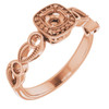 Halo Style Ring Mounting in 14 Karat Rose Gold for Round Stone, 3.61 grams