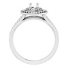 Double Halo Style Engagement Ring Mounting in Sterling Silver for Round Stone, 4.93 grams