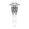 Double Halo Style Engagement Ring Mounting in Sterling Silver for Round Stone, 4.93 grams