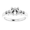 Accented Ring Mounting in Platinum for Round Stone, 5.82 grams
