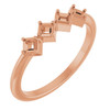 Family Ring Mounting in 18 Karat Rose Gold for Square Stone, 2.9 grams