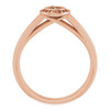Bezel Set Halo Style Engagement Ring Mounting in 18 Karat Rose Gold for Round Stone, 5.05 grams