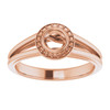 Bezel Set Halo Style Engagement Ring Mounting in 18 Karat Rose Gold for Round Stone, 5.05 grams