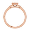 Halo Style Ring Mounting in 14 Karat Rose Gold for Round Stone, 3.59 grams