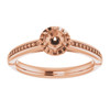 Halo Style Ring Mounting in 14 Karat Rose Gold for Round Stone, 3.59 grams