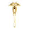 Double Halo Style Engagement Ring Mounting in 18 Karat Yellow Gold for Round Stone, 5.77 grams